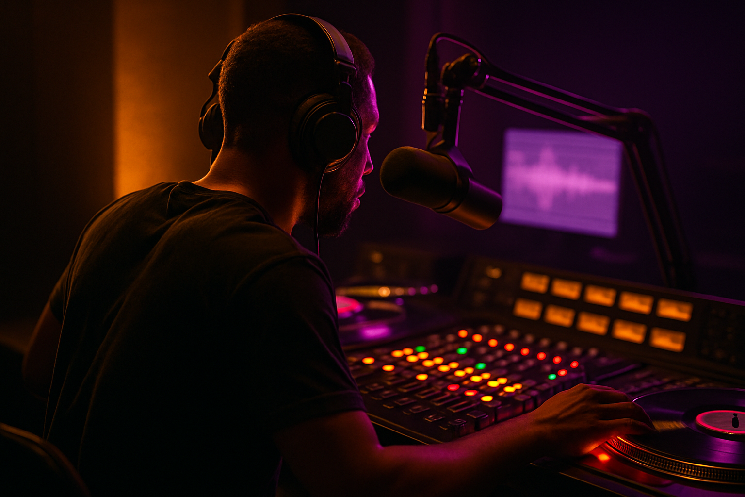 K007.4fm DJ at the mixing console